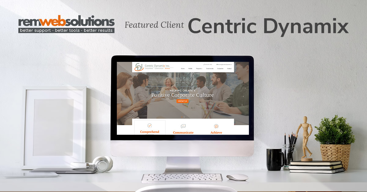 Centric Dynamix's website on a computer monitor
